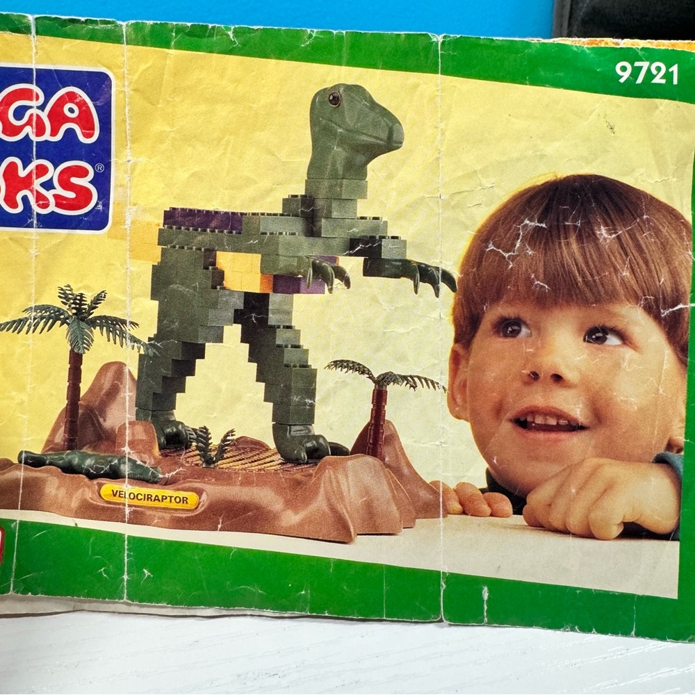 Vintage Mega Bloks Velociraptor Building Blocks Set Lego Dinosaur Green 1993